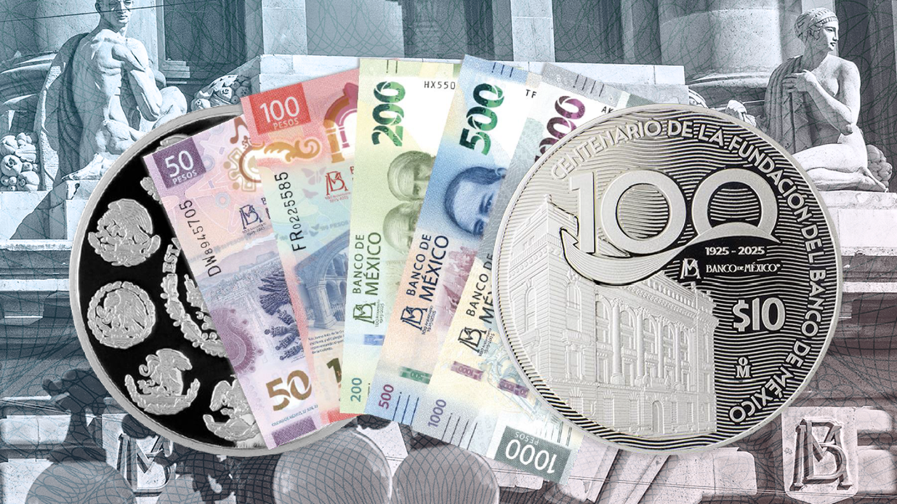 Banco de México lanza moneda de plata y billetes conmemorativos por su centenario