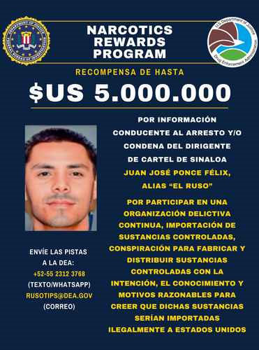 Estados Unidos ofrece 5 millones de dólares por captura de José Ponce líder del grupo criminal «Los Rusos»