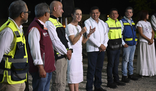 Claudia Sheinbaum supervisa los avances de la carretera Macuspana-Escárcega
