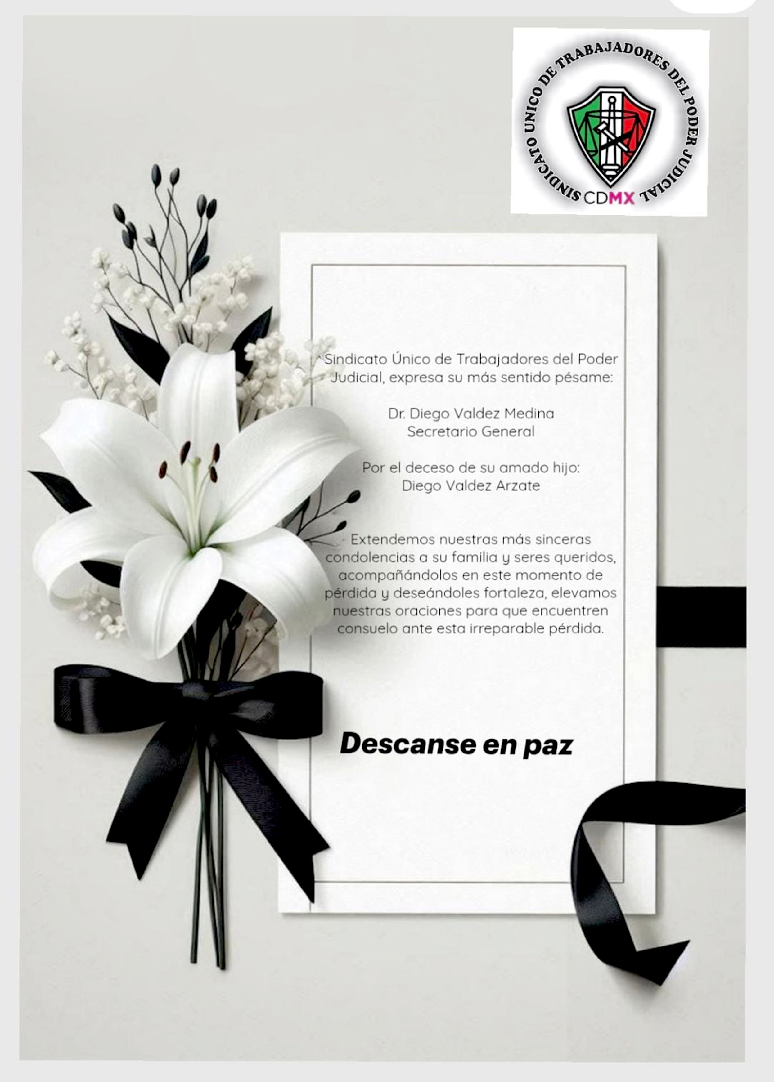 Descanse en Paz, Diego Valdez Arzate