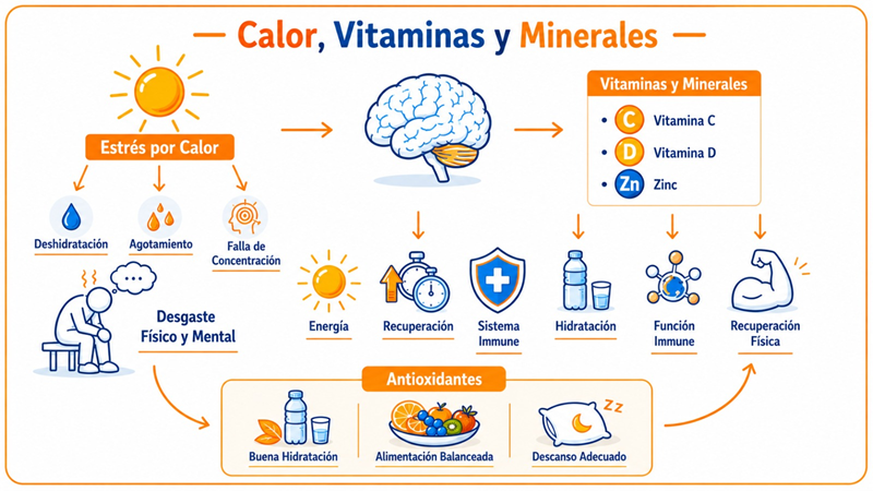 Vitaminas, minerales y el desgaste silencioso del calor