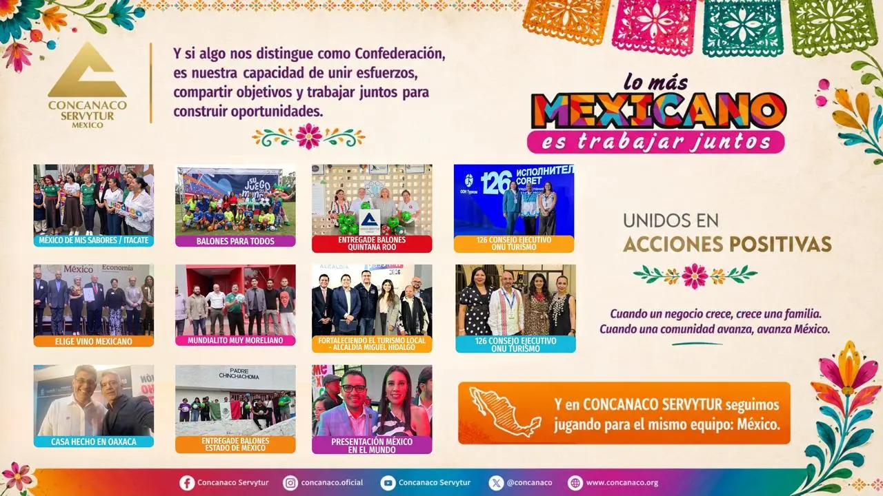 CONCANACO SERVYTUR desplegó esta semana una agenda simultánea en frentes nacional e internacional para convert ir el impulso del Mundial 2026 en crecimiento real para los negocios familiares y las MiPyMEs del país