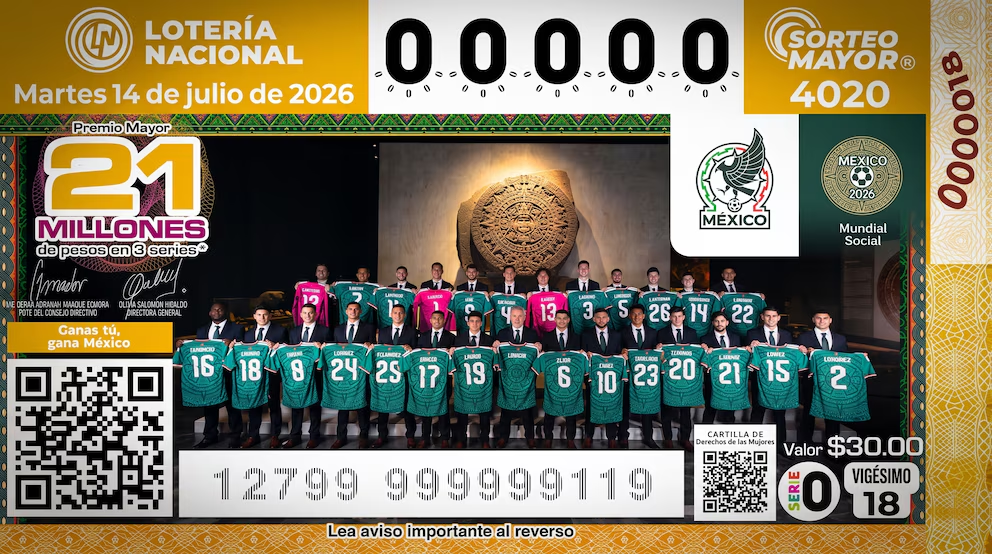 Lotería Nacional emite boleto de la Selección Nacional de Fútbol 2026