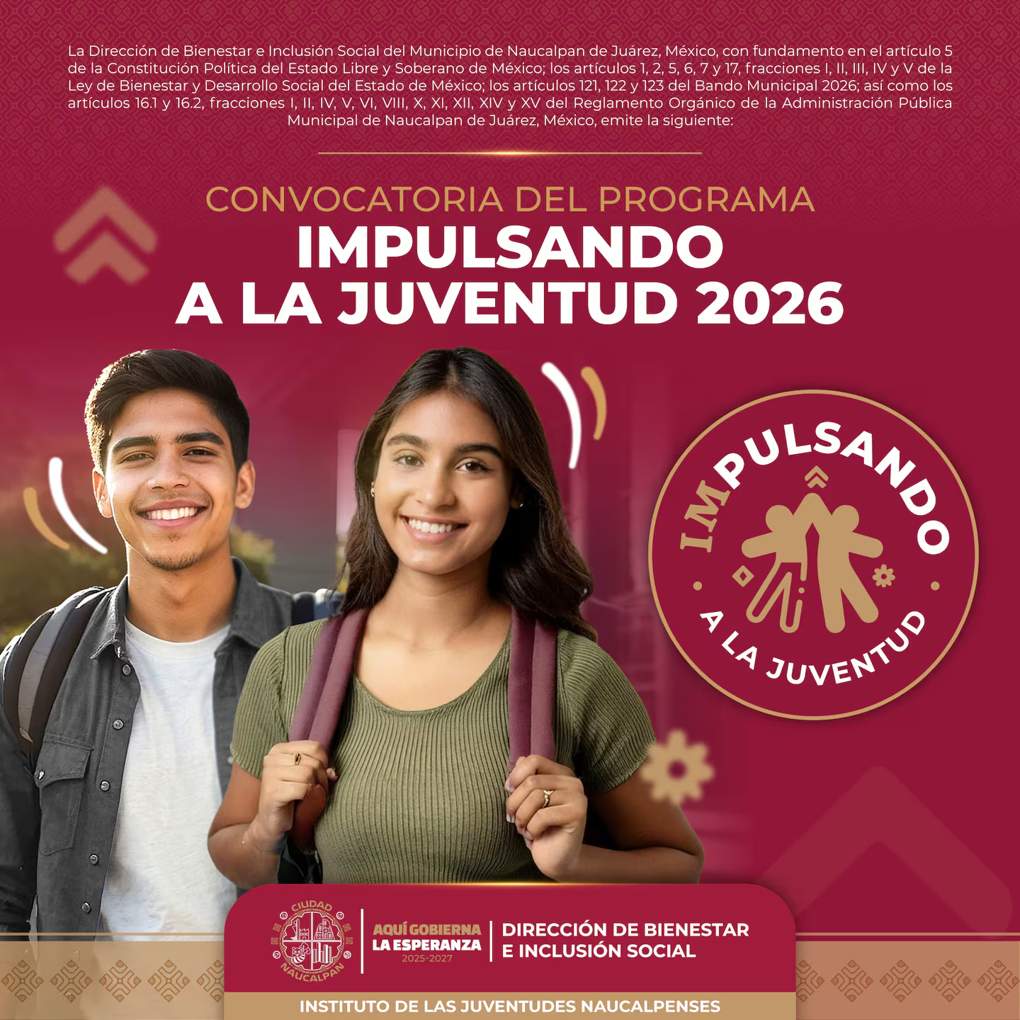 Naucalpan invita a los jóvenes a participar en “Impulsando a la Juventud 2026” para fortalecer su desarroll o educativo