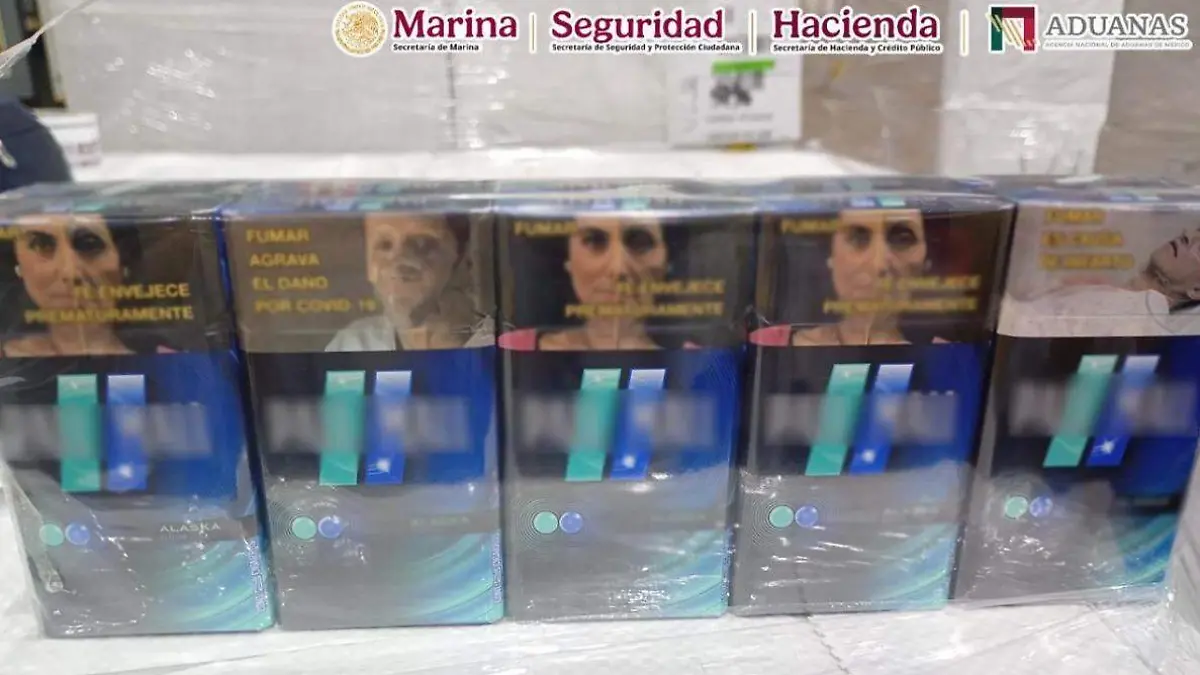 Incautan casi 2 toneladas de cigarros pirata en el AICM