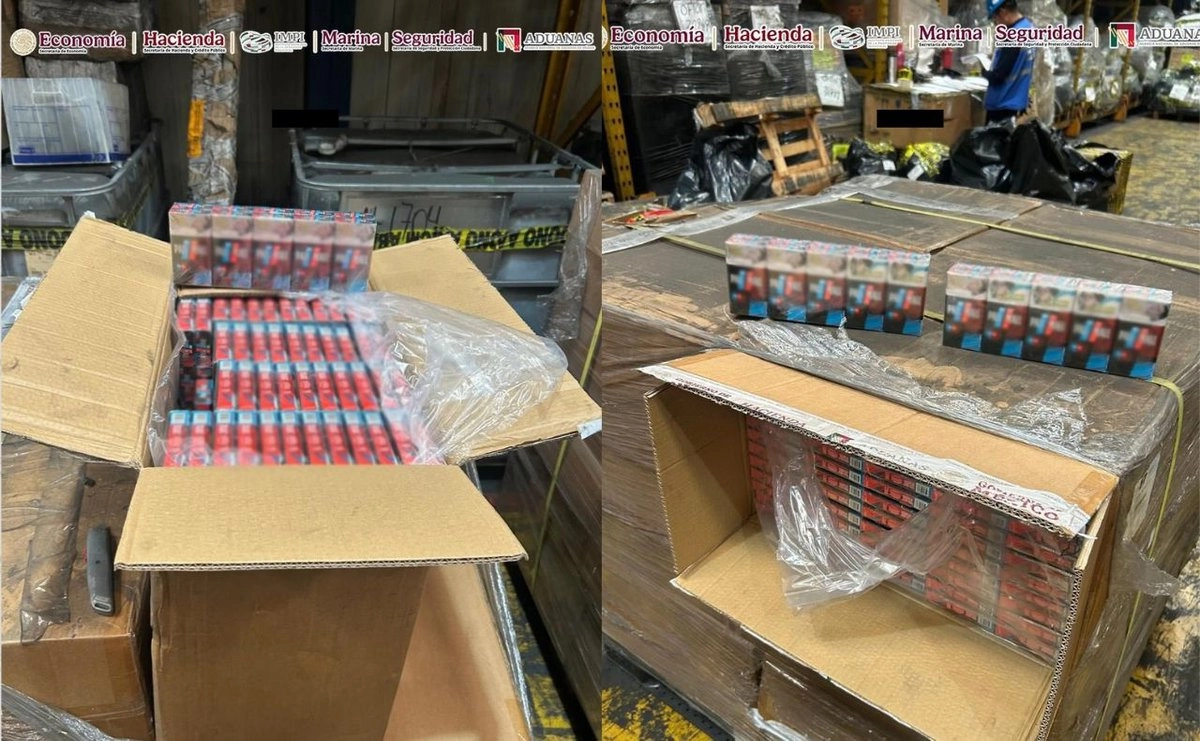 IMPI frena cargamento de 865 mil cajetillas de presuntos cigarros apócrifos valuado en casi 26 mdp en el A ICM