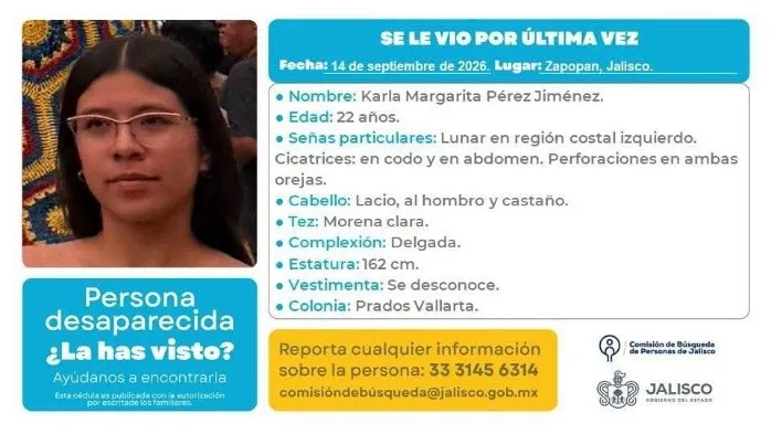 Familiares confirman muerte de Karla Pérez Jiménez, estudiante de medicina desaparecida en Zapopan